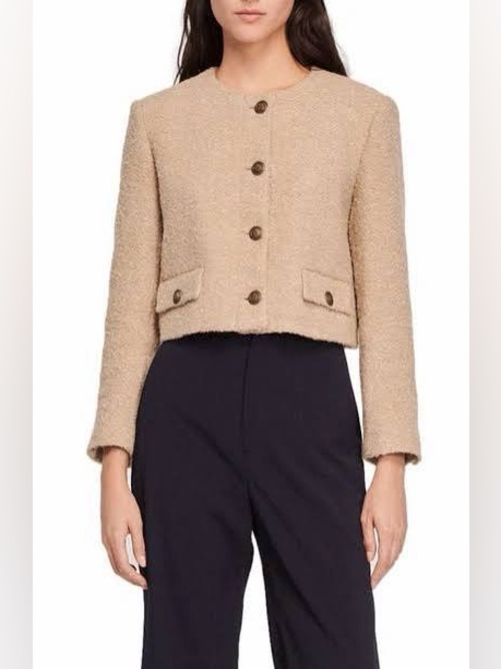 NWOT Sandro Wallace Cropped Tweed Jacket